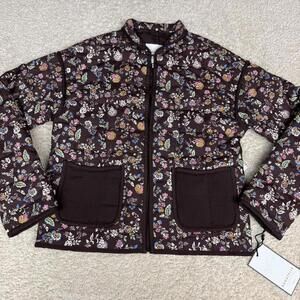 Bagatelle Quilted Jacket in Brown Ditsy Floral XS NWT